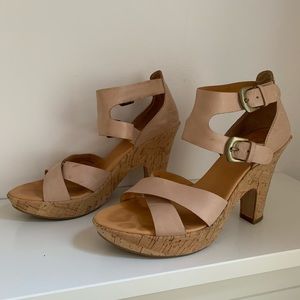 KORK-EASE Beige Leather Teresa Sandal Heels sz 8
